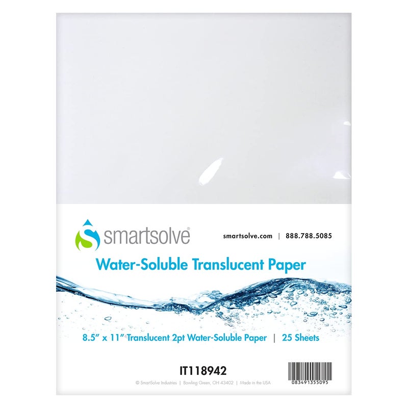 SmartSolve 2 pt. Water-Soluble Bio-Based Paper  Dissolves Quickly in Water  Biodegradable  Eco-Friendly  Tracing, Sewing Patterns, Crafts  Letter Size 8.5? x 11?  Pack of 25 White Sheets